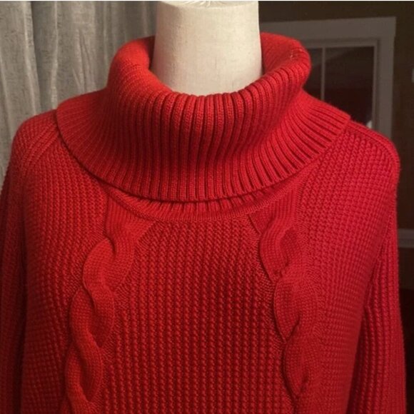 Calvin Klein Ladies Red Cable Knit Sweater Size L NEW WITH TAG! - Picture 4 of 9